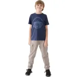 Chlapecké zateplené tepláky 4F JUNIOR-TROUSERS-JWAW24TTROM760-26S-WARM LIGHT GREY Šedá 134