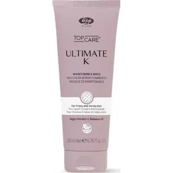 Vlasová regenerace Lisap Top Care Ultimate K Maintenance Mask - uhlazující maska ​​pro nepoddajné a krepaté vlasy, 200 ml
