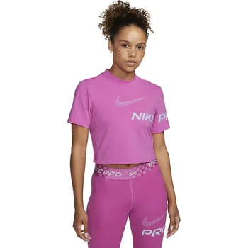 Dámské tréninkové triko s krátkým rukávem NIKE PRO-W NP DF GRX SS CROP TOP-Pink Růžová L