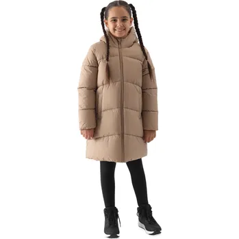 Dívčí bunda 4F JUNIOR-DOWN JACKET-JWAW24TDJAF455-83S-BEIGE Béžová 158