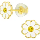 Majya Stříbrné náušnice bílá KVĚTINA Ag/; ≤1,01 g 11760