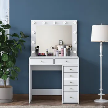 Toaletní stolek Toaletní stolek Melissa 03 s LED zrcadlem bílý