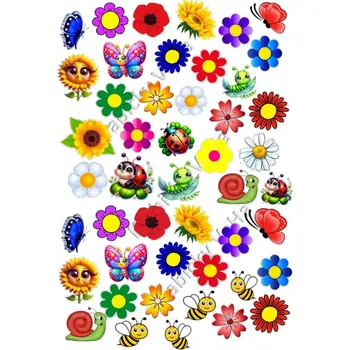 Jedlá dekorace na dort Fondánový list "Jarní drobotina " 2-4 cm