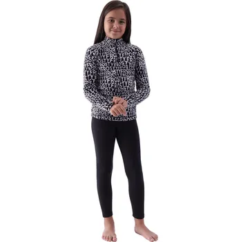 Pánská mikina Dívčí lyžařská flísová mikina 4F JUNIOR-FLEECE UNDERWEAR-JWAW24UFLEF051-20A-DEEP BLACK ALLOVER Černá 122/128