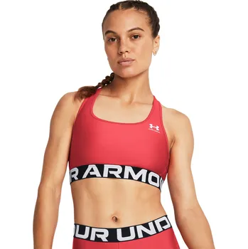 Podprsenka Dámská tréninková sportovní podprsenka UNDER ARMOUR-UA HG Authentics Mid Branded-RED Červená M