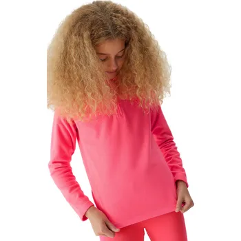 Pánská mikina Dívčí lyžařská flísová mikina 4F JUNIOR-FLEECE UNDERWEAR-JAW23UFLEF033-55S-HOT PINK Růžová 158/164
