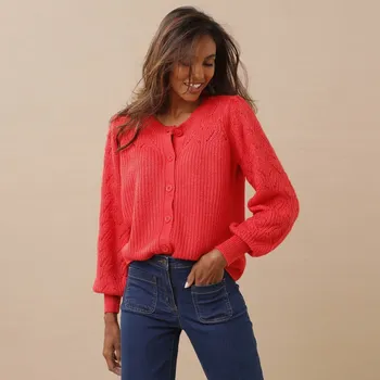 Dámský svetr Blancheporte Propínací svetr mohérový na dotek červená 46/48