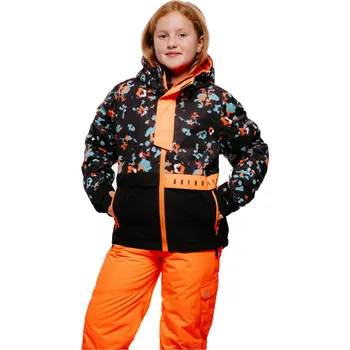 Dívčí lyžařská bunda AUTHORITY-SJ-CUBE G black print Černá 152/158