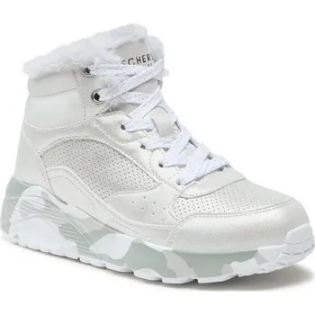Dívčí obuv Dívčí kotníkové zimní boty SKECHERS-Uno Lite Camo Dazzle silver/grey Stříbrná 27