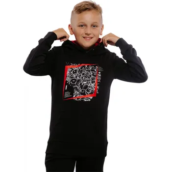 Chlapecká mikina Chlapecká mikina s kapucí AUTHORITY-H-DOODLES B Černá 116/122