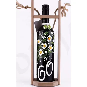 Stojan na víno Malované víno+dřevěný stojan Láhev 60