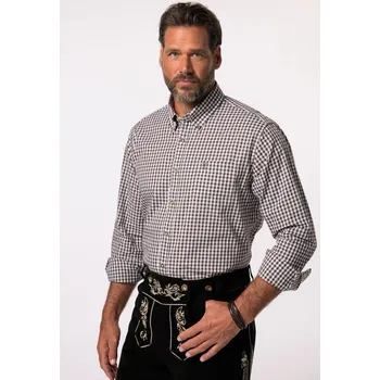 Pánská košile JP1880, Plus size Kostkovaná košile, tradiční móda, dlouhé rukávy, límeček s knoflíky, Modern střih, do 8 XL pro plnoštíhlé nadměrná velikost, 748509117-1456, hnědý, 7XL, Plus size oblečení, Oblečení pro vysoké muže, Nadměrné velikosti, Oblečení pro plnoš