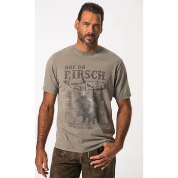 Dámské tričko JP1880, Plus size Tričko, tradiční oblečení, krátké rukávy, velký potisk, vintage vzhled, potis na hrudi, kulatý výstřih pro plnoštíhlé nadměrná velikost, 818508180-1454, šedý, 5XL, Plus size oblečení, Oblečení pro vysoké muže, Nadměrné velikosti, Oblečen