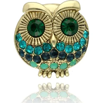 Brož Yvon Zlatá brož ve tvaru sovy s fazetovými skleněnými krystaly
