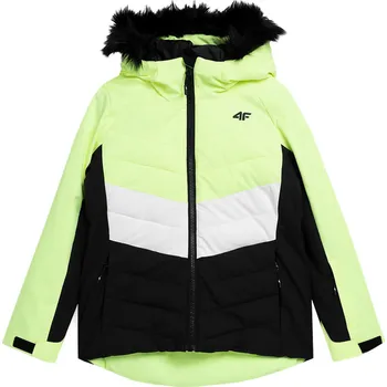 Dívčí lyžařská bunda 4F JUNIOR-TECHNICAL JACKET-JAW23TTJAF296-72N-LEMON NEON Žlutá 164