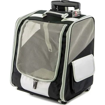 Taška pro psa a kočku URBAN PUP Taška-batoh na kolečkách, Černo-šedá