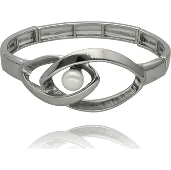 Náramek Yvon Stříbrný pružný náramek s perličkou Shell a elegantním propleteným designem