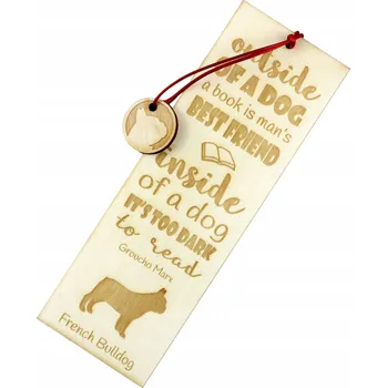 Doplněk ke knize Francouzský buldoček gravírovaná záložka do knihy se psem, jméno psa