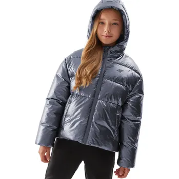 Dívčí bunda Dívčí bunda 4F JUNIOR-DOWN JACKET-JAW23TDJAF267-28S-SILVER Stříbrná 146