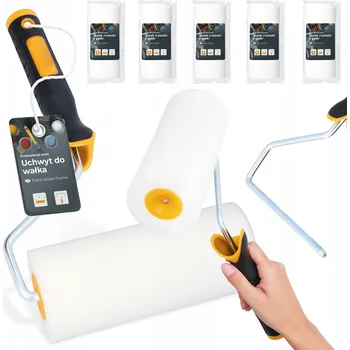 Malířský váleček 5x VÁLEČEK MALÍŘSKÝ Pěnový 18 cm na Malování Barev Laku Houbový + RUKOJEŤ