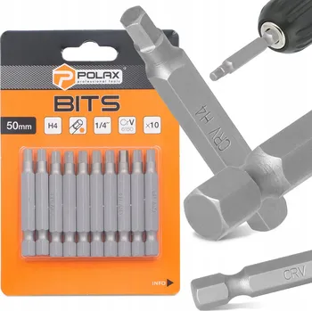 Bit 10x BIT ŠROUBOVÁKU PH4 50mm Magnetický hrot 1/4 Philips, SOLIDNÍ