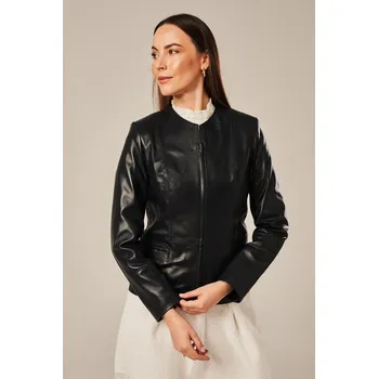 Dámský křivák Dámská kožená bunda černá (XXXXL - 50)