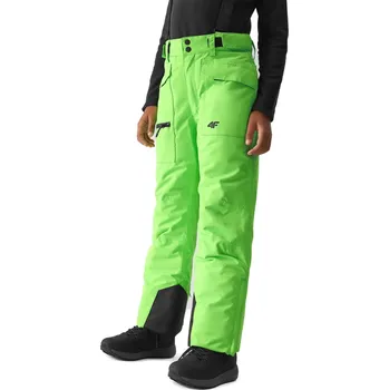 Snowboardové kalhoty Chlapecké lyžařské kalhoty 4F JUNIOR-TROUSERS FNK-JAW23TFTRM360-41N-GREEN NEON Zelená 158