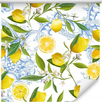 Fototapeta Tapeta na zeď Citrony Květy Akvarel Dekor 3D