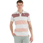 Pánské polo triko s krátkým rukávem FUNDANGO-Incognito Stripe Poloshirt-311-powder stripe Růžová L