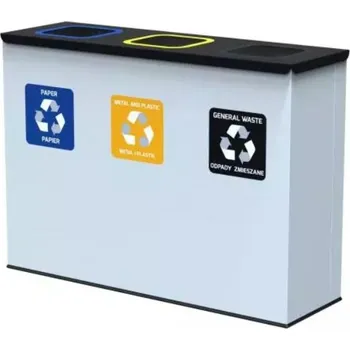 Odpadkový koš Alda Třídílný antibakteriální odpadkový koš na tříděný odpad 3x 60 l bílý