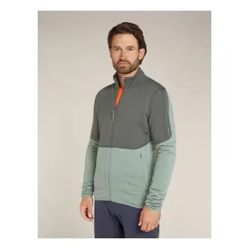 Icebreaker Mens 400 RealFleece Descender LS ZIP, Galaxy/Moss