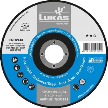 Řezný kotouč Lukas Řezný kotouč T41 na nerezovou ocel 125x1 mm rovný