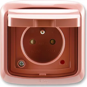 vypínač ABB Elektropraga Jablonec Zásuvka jednonásobná s víčkem, s ochranou proti přepětí vřesová červená 5598A-2999 R2