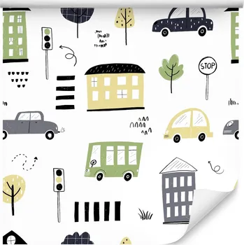 Tapeta Vliesová tapeta Prineo Autíčka mezi domy 10 x 0,53 m