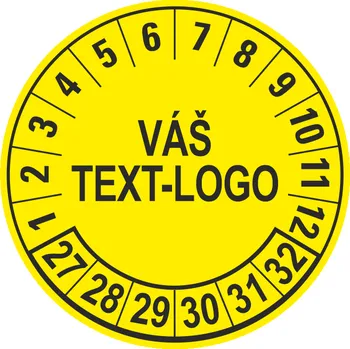 Speciální papír Kontrolní štítek6 27-32 Váš text/logo žlutý samolepící PVC fólie arch 10 ks - 40 mm