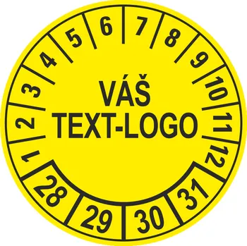 Speciální papír Kontrolní štítek 28-31 Váš text/logo žluté samolepící PVC fólie arch 10 ks - 40 mm