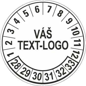 Speciální papír Kontrolní štítek6 28-33 Váš text/logo samolepící PVC fólie arch 10 ks - 40 mm