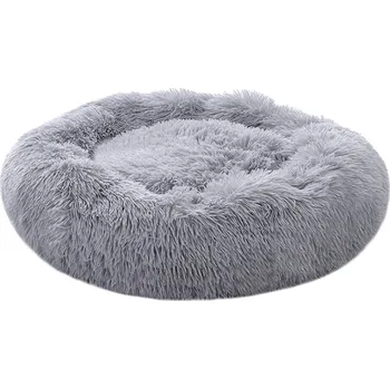 Pelíšek pro psa Annam kulatý pelíšek s dlouhým chlupem šedý 80 × 80 cm