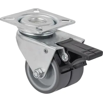 Nábytkové kování Walteco Kolečko přístrojové dvojité pr. 50mm, brzda, nosnost 70kg