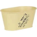 Truhlík kovový, žlutá barva s ptáčkem.