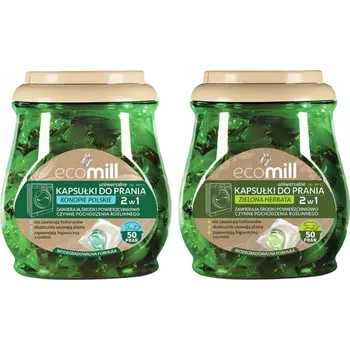 Prací prostředek ECOMILL BIO Kapsle na praní univerzální Konopí + Zelený čaj 100ks