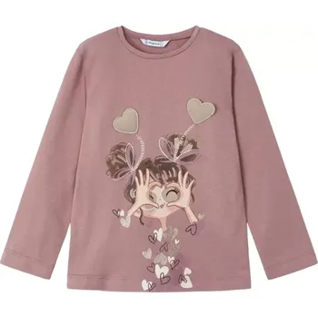 Dívčí tričko Dívčí triko dlouhý rukáv Mayoral 4073-95 Růžové velikost 98