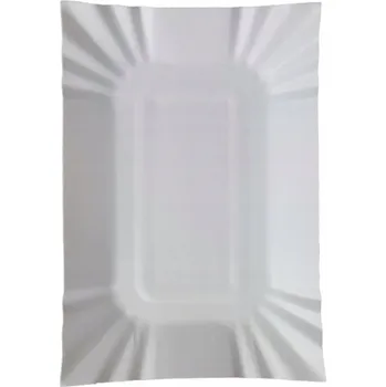 Jednorázové nádobí Papírové tácky bílé 14x20 cm, 100 ks