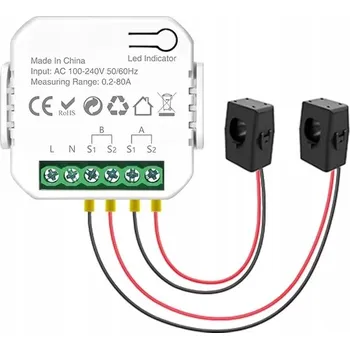 IP kamera Obousměrný elektroměr 2x80A TUYA WiFi měření spotřeby a výroby