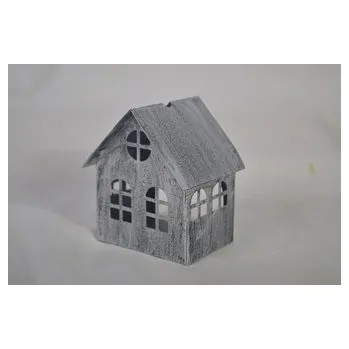 Svícen Kovový domeček na čajovou svíčku stříbrný