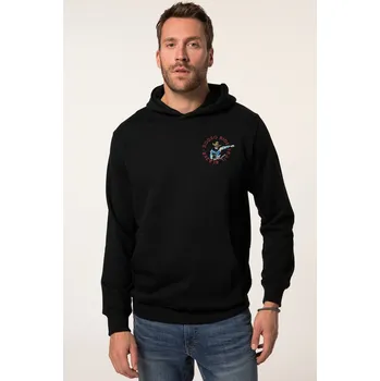 Pánská mikina JP1880, Plus size Mikina JP1880, teplákovina, vintage vzhled, kapuce, potisk na zádech, do 8XL pro plnoštíhlé nadměrná velikost, 838175100-1907, černý, 8XL, Plus size oblečení, Oblečení pro vysoké muže, Nadměrné velikosti, Oblečení pro plnoštíhlé.