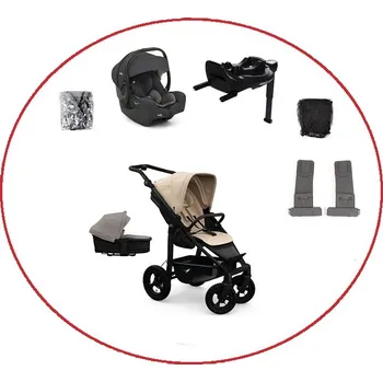 Kočárek Akční set TFK Mono4 combi pushchair + stroller seat - air wheel unit Sand+ autosedačka + isofix base 360°