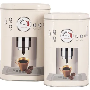 Dóza na potraviny Clayre & Eef - Sada dvou plechových dóz COFFEE CUP 6BL0141