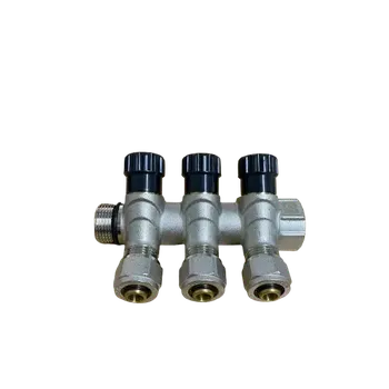rozdělovač topení Sanitární rozdělovač s regulačními ventily 3/4"x1/2"x16 se třemi okruhy