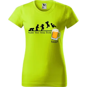 Dámské oblečení DOBRÝ TRIKO Dámské tričko s potiskem Týden Barva: Limetková, Velikost: S